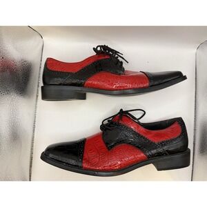 Roberto Chillini Black Red Croc Print Oxford Dress Shoes Men's Size